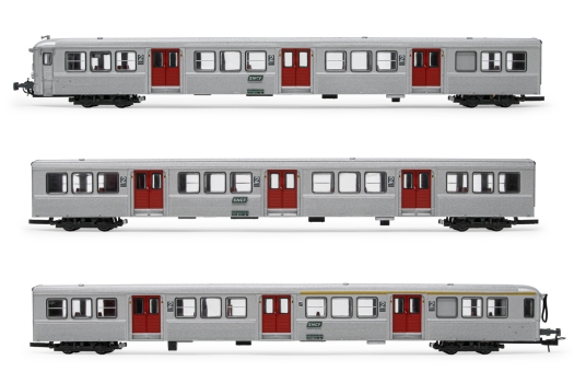 Jouef - SNCF, Set mit 3 Personenwagen RIB 70, Originallackierung mit roten Türen, Ep. IV-V (H0)