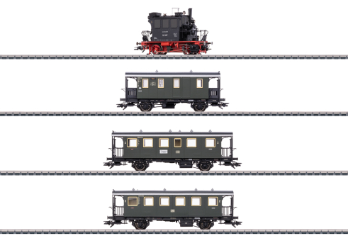 Märklin 26619 Zugpackung Spalter Bockl mit Dampflok BR 98.3 Glaskasten und drei Lokalbahnwagen der DB Epoche III
