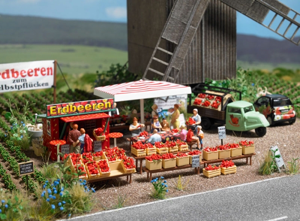 Busch -  échoppe de vente de fraises (HO)