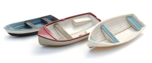 Bateaux à rames en polyester, 3 pièces.