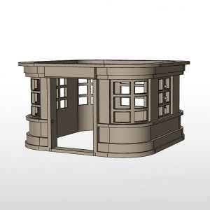 Poste devant une aciérie en vue 3D